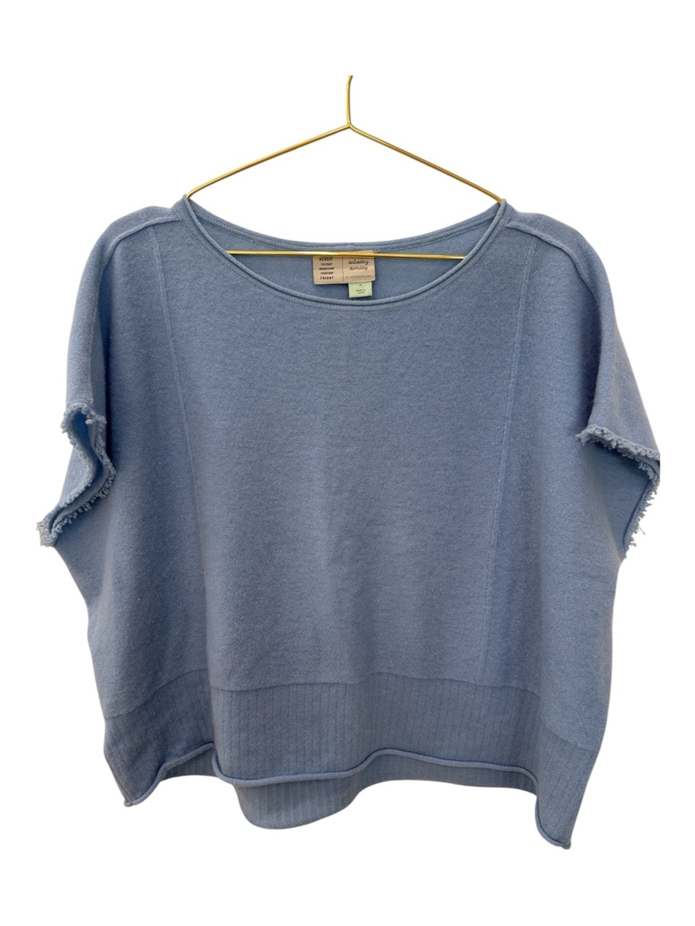 Anthropologie Saturday Sunday Lucia 100% Cashmere Sweater Tee Blue S